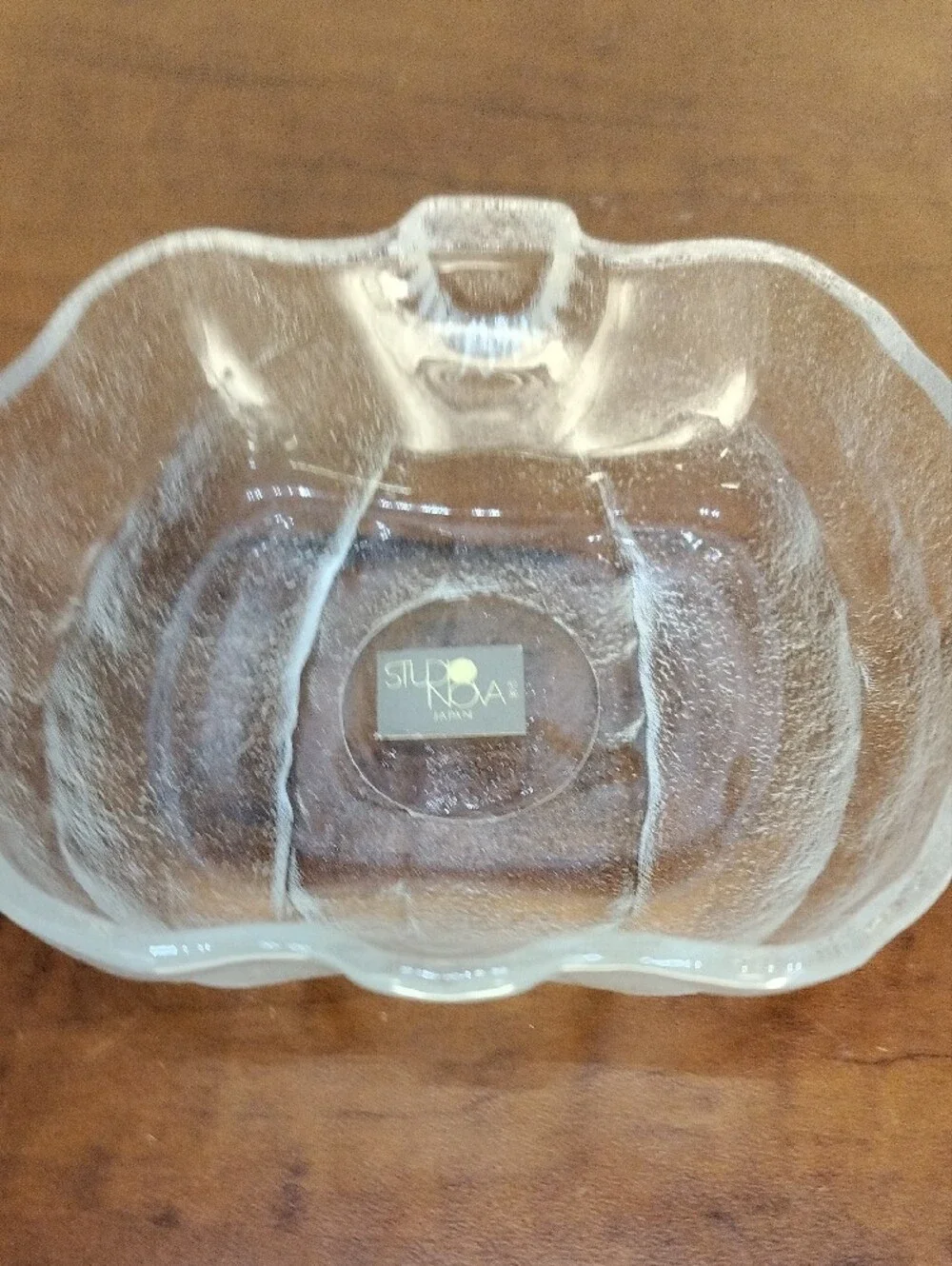 Studio Nova Clear Textured Glass Pumpkin Candy Dish Bowl